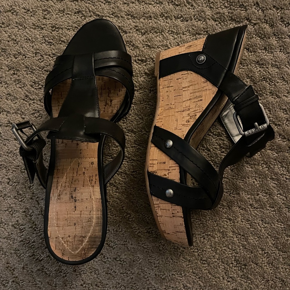 Leather and cork wedge